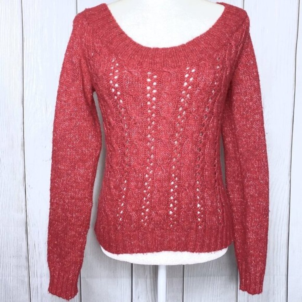 New York & Company Red Knit Sweater Top